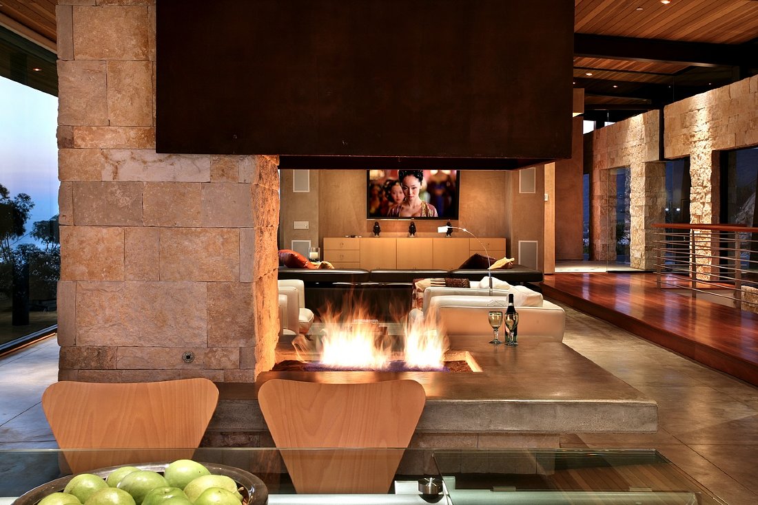 Exotic-Open-Fireplace-Living-Room-Design-with-Natural-Stone-and-Fireplace-from-C.Ware-Inc