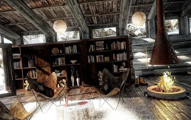 library-interior-fireplace-living-room